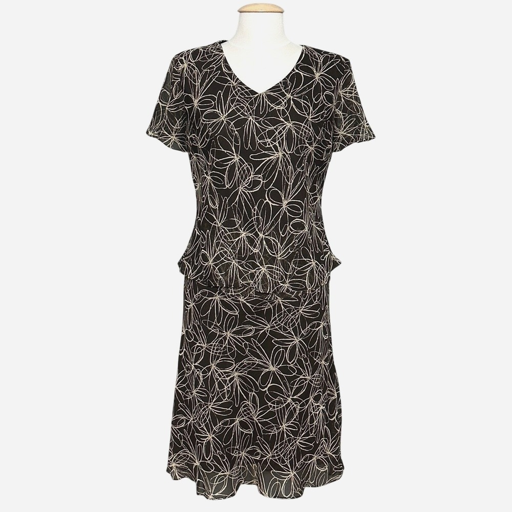 VTG RK Originals Womens 2 PC Dress 12 Brown Floral Top Skirt Cottagecore Boho